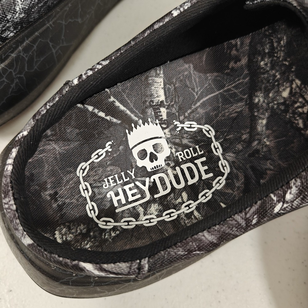 Hey Dude x Jelly Roll Wally Realtree Edge Camo Men's 9 Black Slip On Shoes NWT - Picture 4 of 9